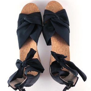 UGG U.S. Size 7 STARLA Black Leather Jute Wedge Sa